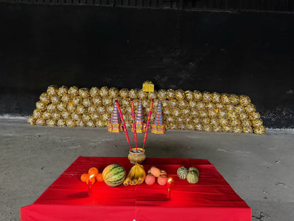 Five Gods of Wealth Transfer Fan (with ritual implements)