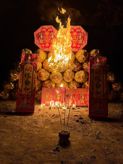 Five Gods of Wealth Transfer Fan (with ritual implements)